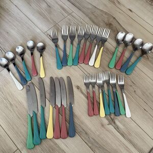 FIESTA Fiestaware FLATWARE Set Swirl Pattern Retired 32 Piece Silverware LOT